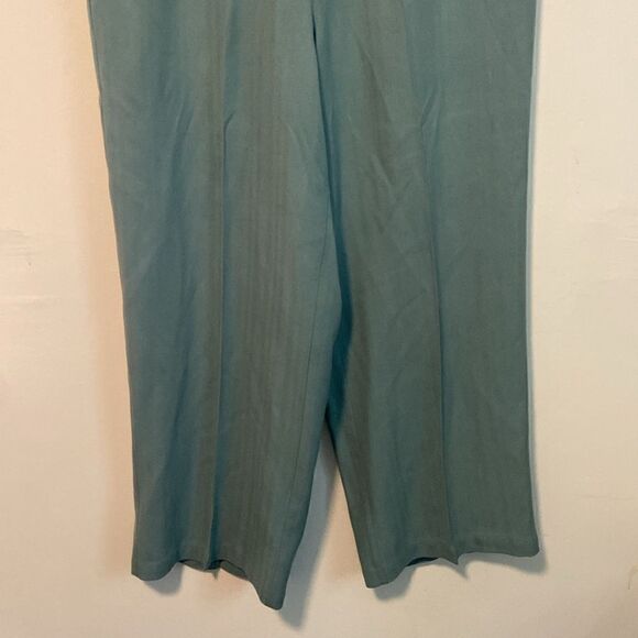 Tommy Bahama Sea Blue Green Vintage Wide Leg 100% Silk Lightweight Pants Size 10 - Picture 3 of 9